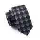 Necktie Black Plaid 100% Silk Jacquard Tie - Hanky Cufflinks Set- Business Wedding Party Ties (2U17)