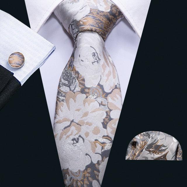 Paisley 100% Silk Jacquard Tie Hanky Cufflinks Set - Business Wedding Party Ties (2U17)