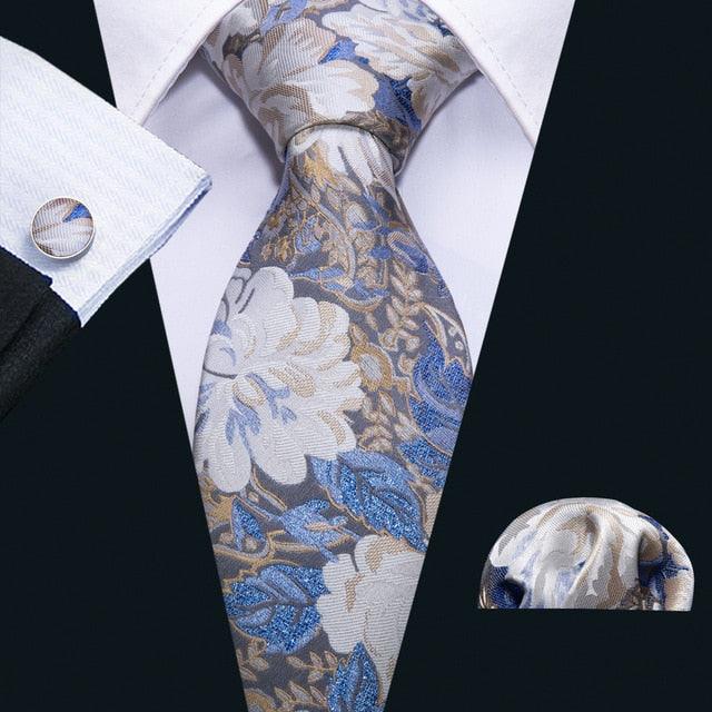 Paisley 100% Silk Jacquard Tie Hanky Cufflinks Set - Business Wedding Party Ties (2U17)