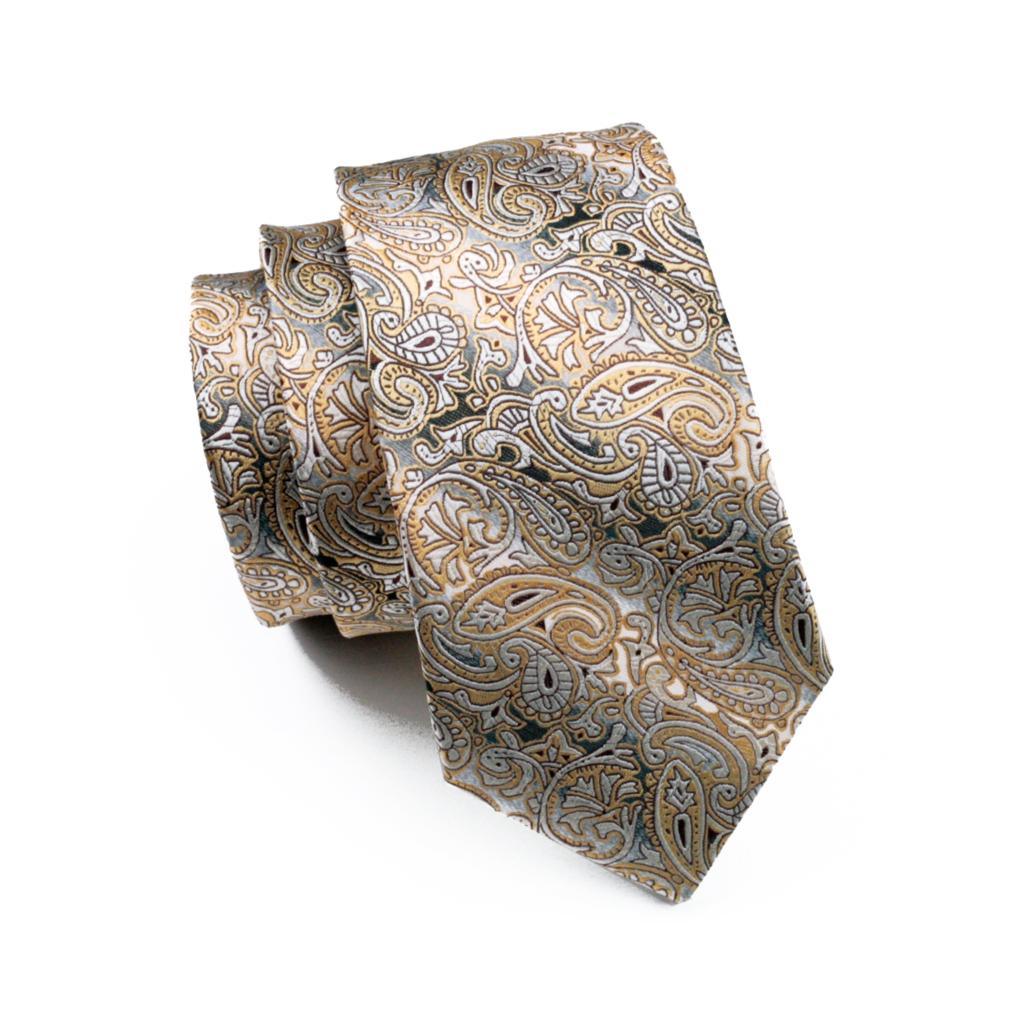 Paisley 100% Silk Jacquard Tie Hanky Cufflinks Set - Business Wedding Party Ties (2U17)