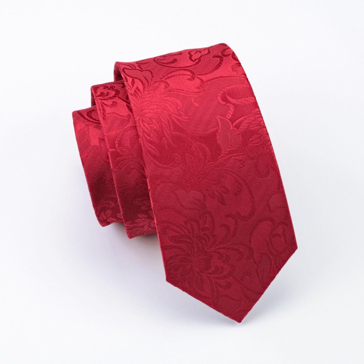 Great Men's Tie - Floral Silk Jacquard Woven Classic Tie - Hanky Cufflinks Set (2U17)