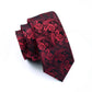Men's Tie Red Paisley Silk Jacquard Woven Classic Tie - Hanky Cufflinks Set For Men Business (2U17)