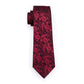 Men's Tie Red Paisley Silk Jacquard Woven Classic Tie - Hanky Cufflinks Set For Men Business (2U17)