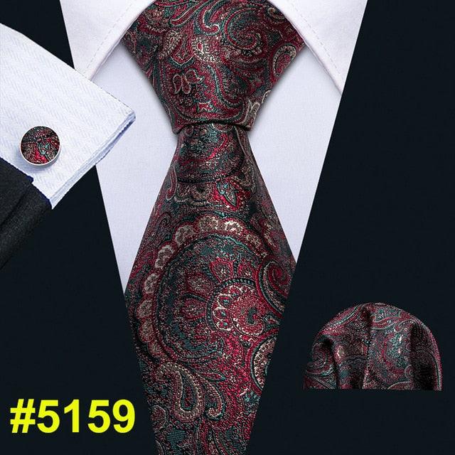 Fashion Classic Tie - Striped Silk Jacquard Woven Necktie Hanky Cufflinks Set (2U17)
