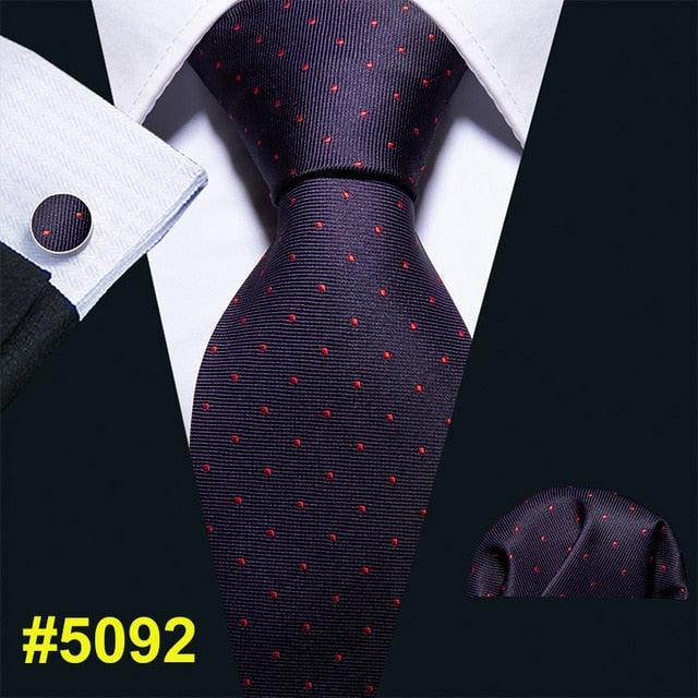 Fashion Classic Tie - Striped Silk Jacquard Woven Necktie Hanky Cufflinks Set (2U17)