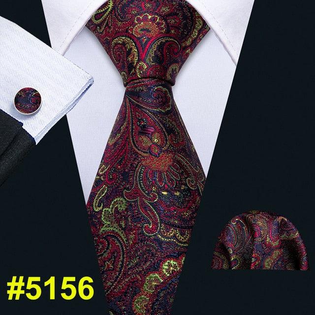 Fashion Classic Tie - Striped Silk Jacquard Woven Necktie Hanky Cufflinks Set (2U17)