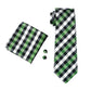 Men's Tie White & Black &Green Plaid Silk Jacquard Woven classical Tie- Hanky Cufflinks Set (2U17)