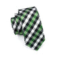 Men's Tie White & Black &Green Plaid Silk Jacquard Woven classical Tie- Hanky Cufflinks Set (2U17)