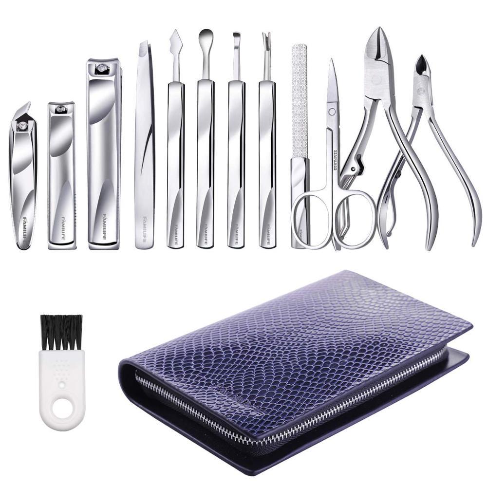 Manicure Set, 12 in 1 Stainless Steel Nail Clipper Set Professional Manicure Pedicure Set with Portable Travel Case (N3)(F85)