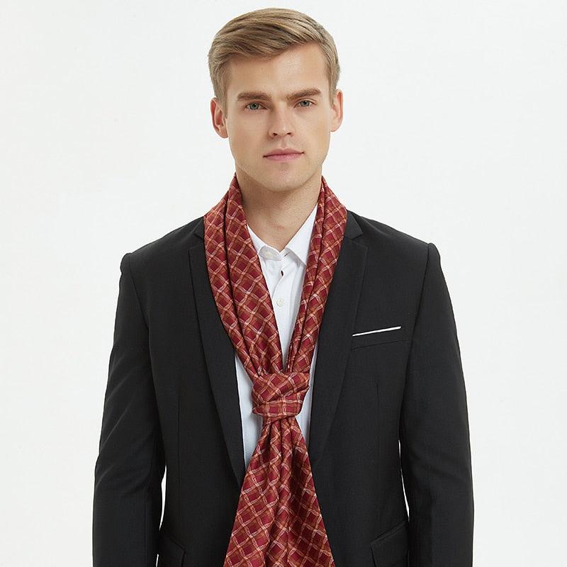 Plaid Men's Silk Scarves - Fashion Accessories Autumn Winter Male Pure Silk Long Scarves Cravat 170*30cm (MA7)(F103)
