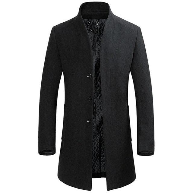Men Winter Wool Coat - Men's New Fashion Solid Color Warm Thick Wool Blends Overcoat Jacket (TM4)(TM3)