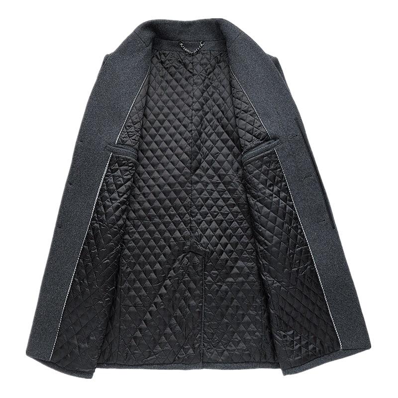 Men Winter Wool Coat - Men's New Fashion Solid Color Warm Thick Wool Blends Overcoat Jacket (TM4)(TM3)