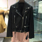 New Autumn Women Pu Leather Jacket - Woman Zipper Belt Short Coat - Female Black Faux Leather Outwear (TB8B)