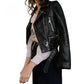 New Women Autumn Winter Black Faux Leather Jackets - Zipper Basic Coat Turn Down Collar Jacket With Belt (D23)(TB8B)