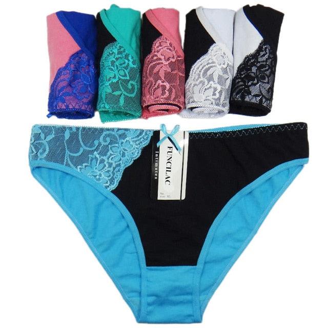 Trending 5 Pcs/set Women's Underwear - Sexy Cotton Lace Briefs - Intimates Lingerie (D28)(TSP1)(TSP3)
