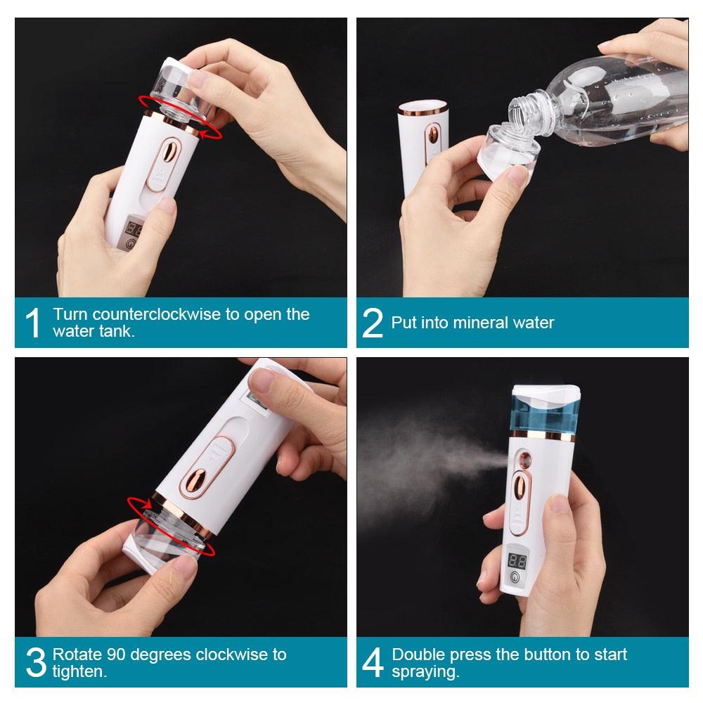 Face Spray Mist Sprayer Nano Mister Facial Steamer Water Moisturizing Hydrating Skin Tester (M5)(M1)(1U86)