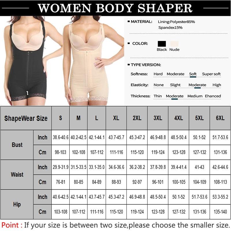 Fashion Women's Binder And Shapers Slimming Underwear Bodysuit For Women  Plus Size 5XL 6XL Body Shaper Zipper Open Crotch(#NUDE)