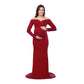 Fall Maternity Elegant Fitted Gown Pregnant Photo Shoot Dress - Long Sleeve V Neck Ruched Slim Fit Maxi (1U5)(Z6)(2Z1)