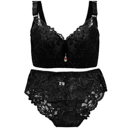 Nice Plus Size Bra Set - Push Up Bras and Panty Set - Wide Underwire Lingerie Set (TSB4)