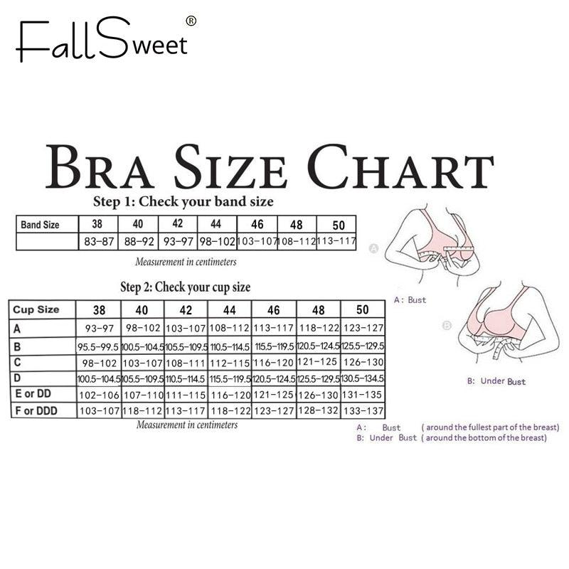 FallSweet Plus Size Lace Bra C Cup Wide Back Push Up Brassiere
