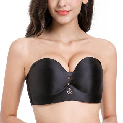  Women Invisible Push Up Bras Strapless Demi Bra Antil Slip  Seamless Brassiere Wire Free Tube Top with Padded (Color : Beige, Size : 36B)  : Clothing, Shoes & Jewelry