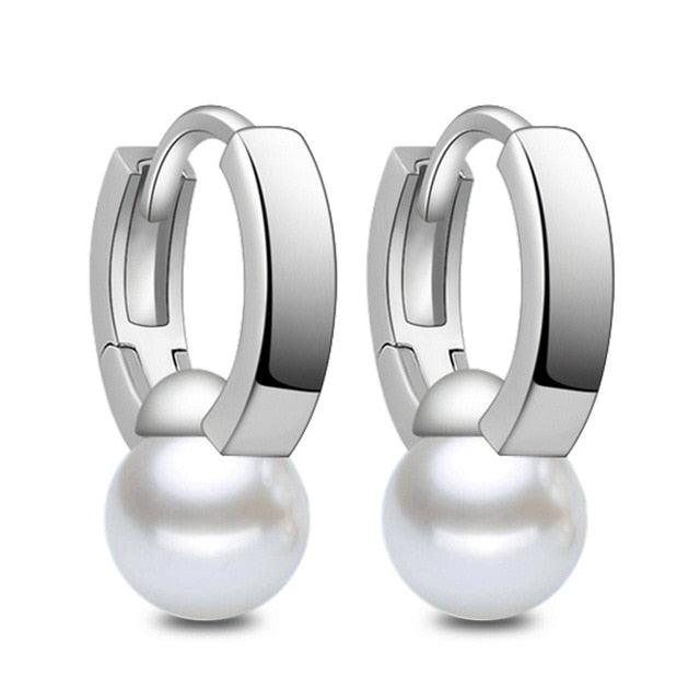 Great Sterling 925 Silver Earrings - Natural Crystal Small Flower Hoop Earrings (D81)(2JW3)