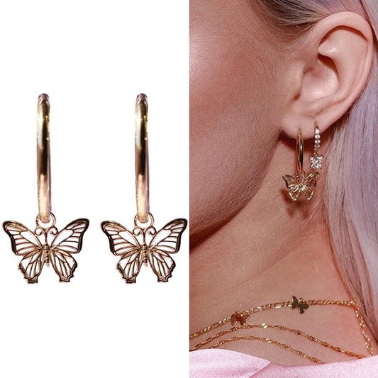 Fashion Butterfly Stud Earrings - Women Scrub Butterfly Earrings - Jewelry Accessories (2U81)