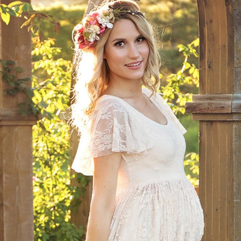 Fashion Photography Props Summer Beach White Lace Maternity Long Dress Deals DejaVu Fashion Photography Props Summer Beach White Lace Maternity Long Dress Deals DejaVu