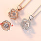 Gorgeous Fashion Romantic Double Heart Flower Pendant Necklace -With Zircon Rose Jewelry (1U81)(5JW)