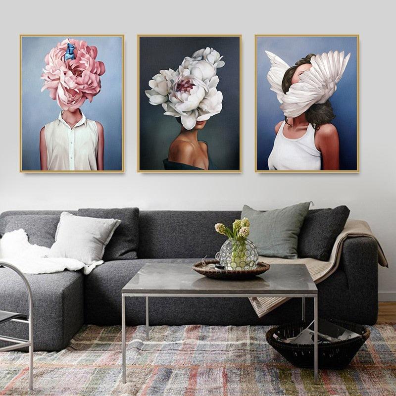 Fashion Sex Lady Flower Figure Girl Picture Home Decor Nordic Canvas Painting Wall Art Modern Posters (AD1)(F62)