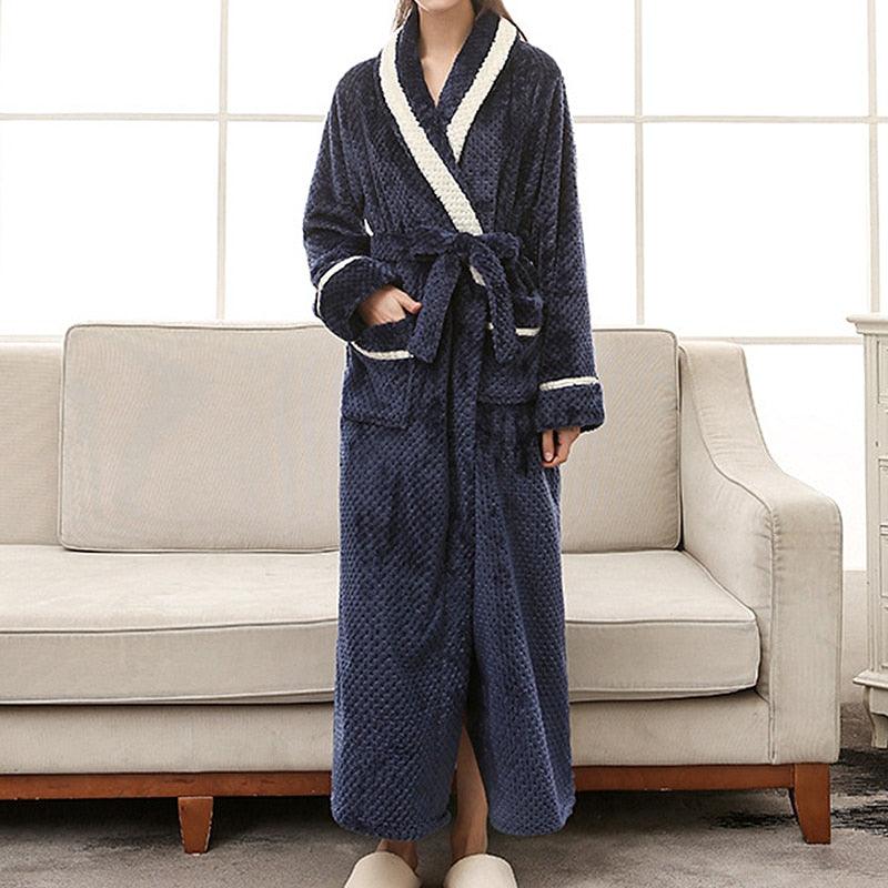 Fashion Women's Winter Plush Lengthened Bathrobe - Long Sleeved Robe - Warm Cardigan Bathrobe (ZP4)
