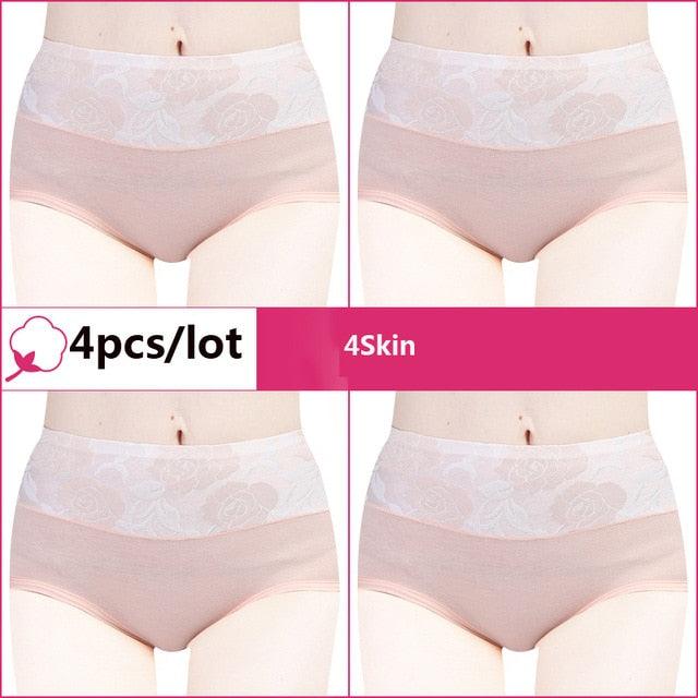 Beautiful 4pcs/Lot High Waist Sexy Women's Panties - Cotton Comfort Lovely Print Plus Size Underwear (TSP2)(TSP3)(F28)