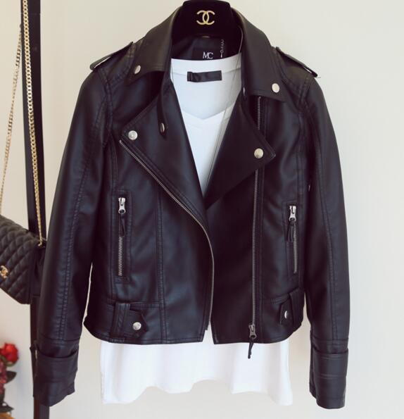 New Design Spring Autumn PU Leather Jacket - Faux Soft Leather Coat - Zipper Motorcycle Jackets (TB8B)(F23)