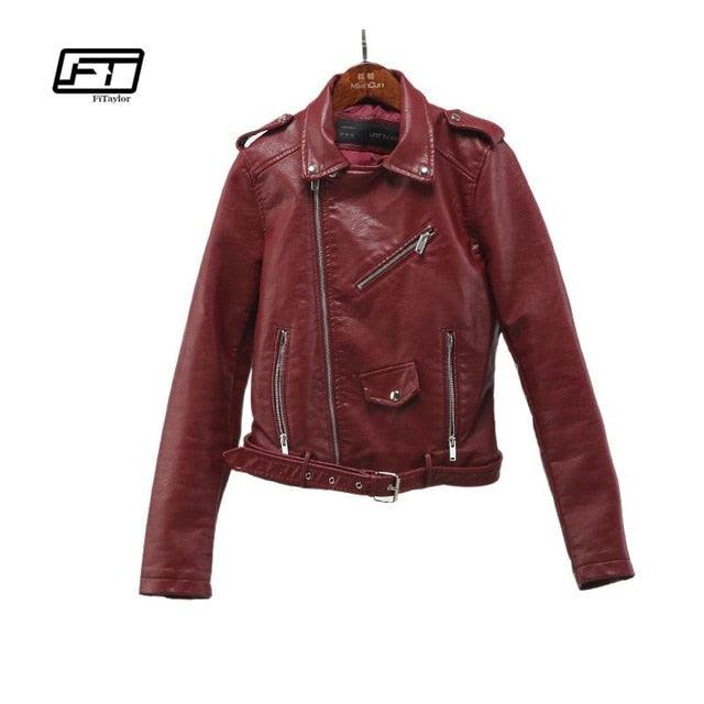 Amazing Fashion Spring Autumn Women Faux Soft Leather Jacket - Long Sleeve Coat - Zipper Design Motorcycle Jacket (1U23)(1U20)(1U35)