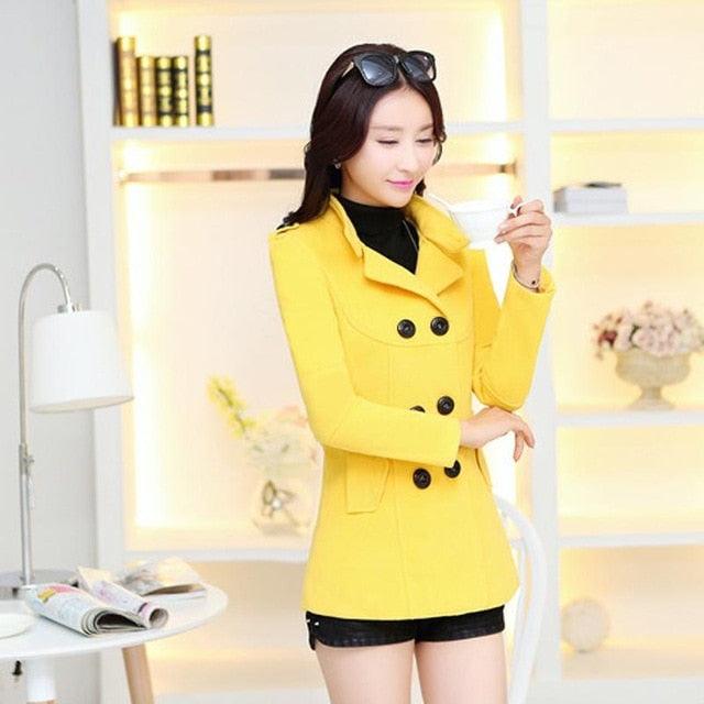 Fashion Autumn Winter Woolen Coat - Women Slim Long Wool Blend Warm Female Overcoat (D23)(TB8B)