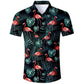 Great Flamingo Printed Hawaiian Beach Shirt -Men Summer Short Sleeve Tropical Holiday Shirt (TM1)