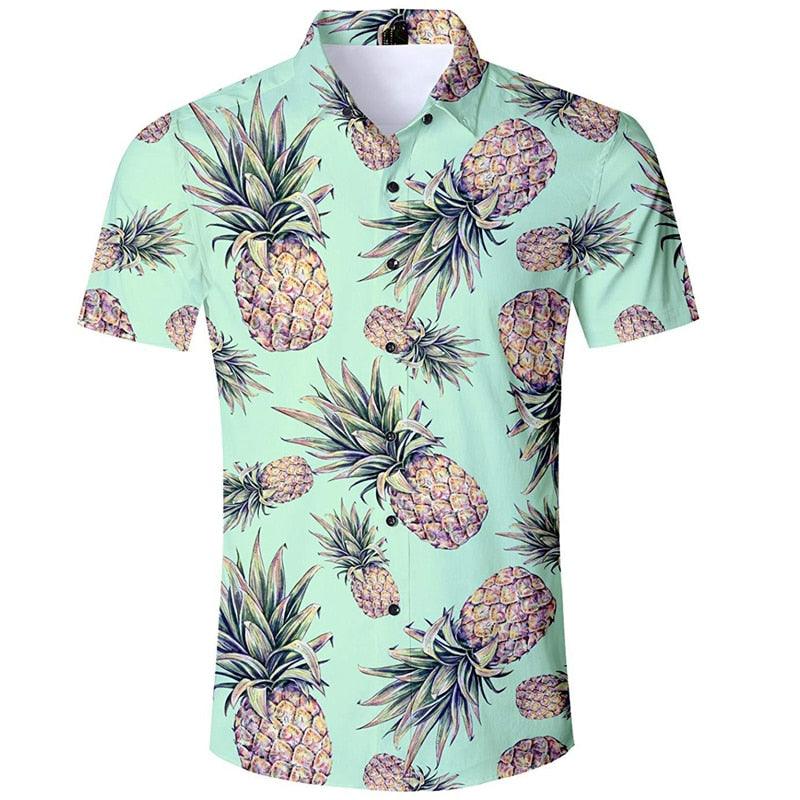 Men's Flamingo Hawaiian Shirt - Short Sleeve Button Up Summer Shirt In Lightweight Polyester