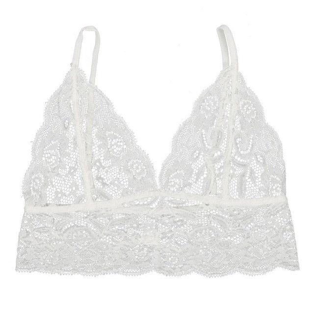 Floral Corset Solid Women Underwear - Sexy Lingerie Crop - Top Lace See Through Bralettes - Tank Crop (1U6)