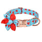 Floral Personalized Dog Collar - Fruit Printed Customized Pet ID Collars Free Engraving Dog Accessories (D70)(1W1)