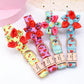 Floral Personalized Dog Collar - Fruit Printed Customized Pet ID Collars Free Engraving Dog Accessories (D70)(1W1)