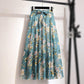 Great Floral Print Long Skirts - Printed Chiffon Skirt - Summer Women Streetwear Drawstring Elastic Waist Midi Skirt (5U22)
