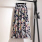 Great Floral Print Long Skirts - Printed Chiffon Skirt - Summer Women Streetwear Drawstring Elastic Waist Midi Skirt (5U22)