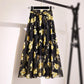 Great Floral Print Long Skirts - Printed Chiffon Skirt - Summer Women Streetwear Drawstring Elastic Waist Midi Skirt (5U22)