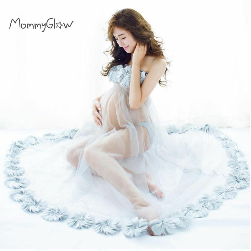 Flower Heart Maternity Dresses - Photo Shoot Photography Props Gown Dress (D5)(Z6)(4Z1)