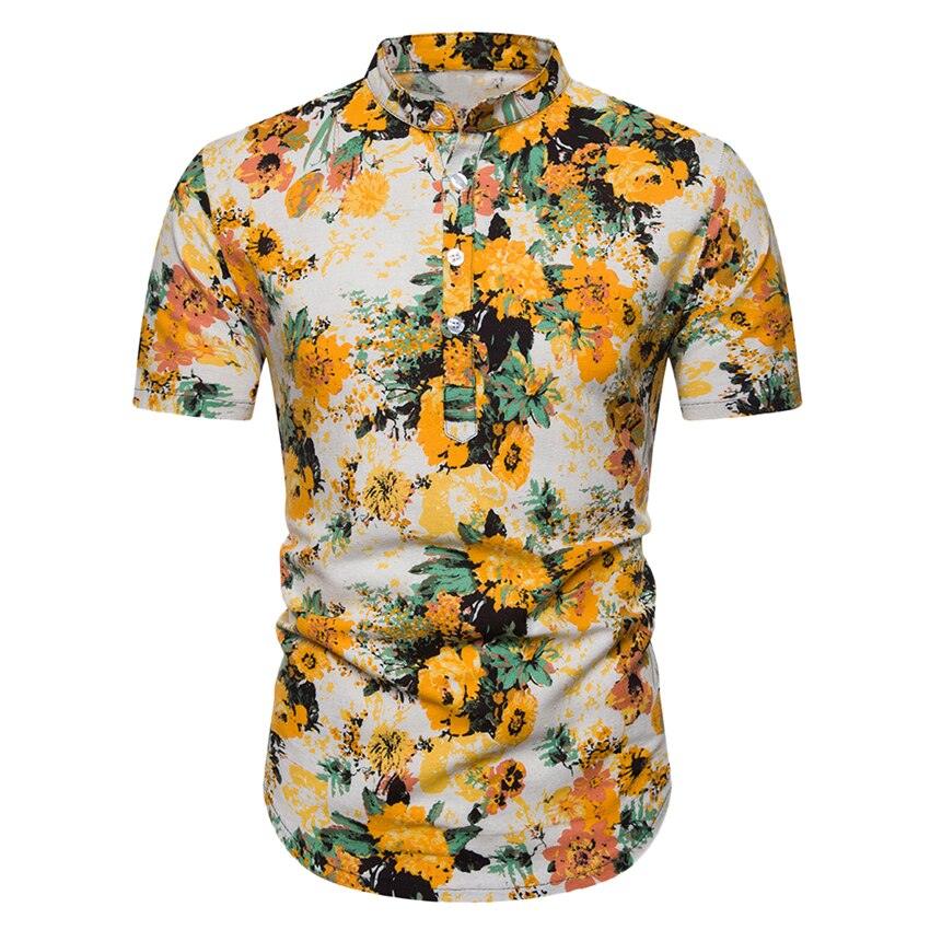 Cool Trending Flowers Shirt - Men Short Sleeve Top Summer Fashion Print Shirts (2U8)