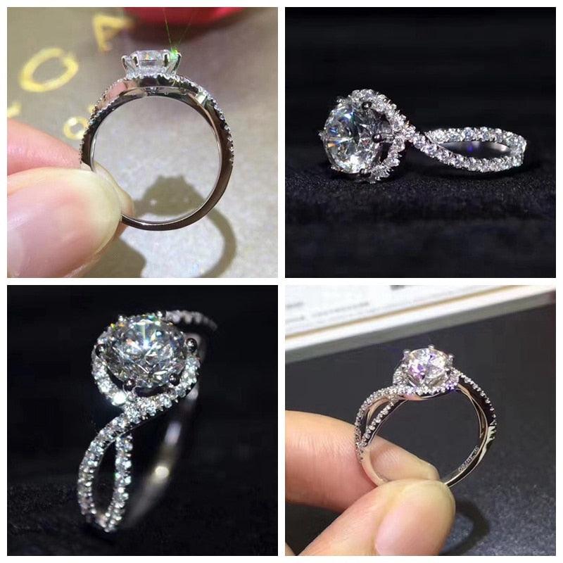 Full Love Interwoven Hearts And Arrows Zircon Ring Wedding Ring Birthday Gift For Women (7JW)1(2U81)