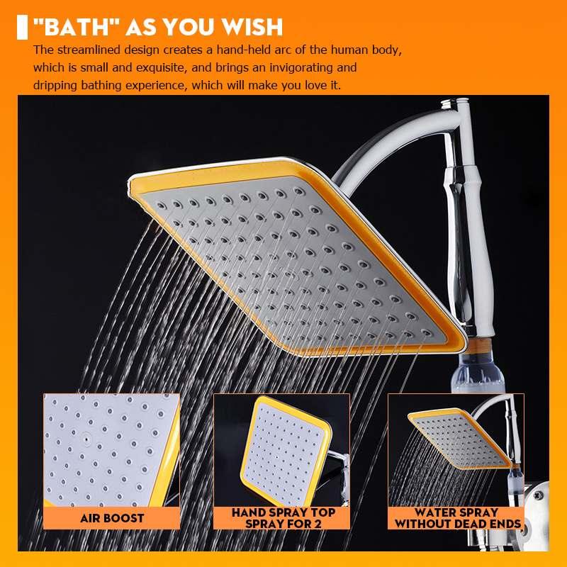 G1/2" 9 Inch Rainfall Shower Head Bathroom Square Shower Head Pressurized Shower Sprayer Kit with Extension Pipe (B&3)(1U65)(F65)