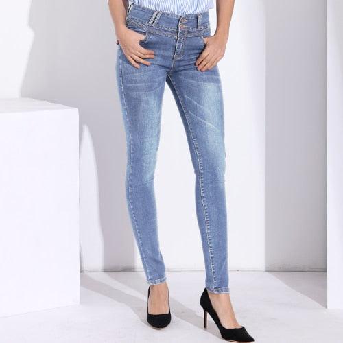 Women Jeans - High Waist Skinny Denim Pants - Black Spring Ladies Denim Clothing (D21)(TB6)