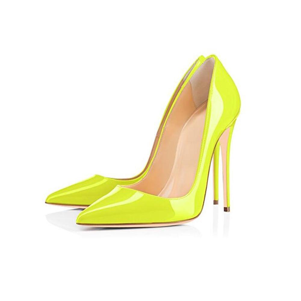 Great 10 12CM Heels - Women Pumps Shoes - Stiletto Neon Yellow Sexy Party High Heels Shoes - Big Size (2U37)(2U36)