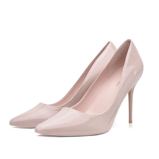 GenShuo High Heels 12cm Black Pumps Silver High Heels Wedding Shoes Nude Pumps Bridal Shoes Estiletos Mujer 2020 Women Pumps